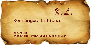 Kormányos Liliána névjegykártya