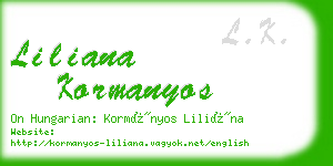 liliana kormanyos business card